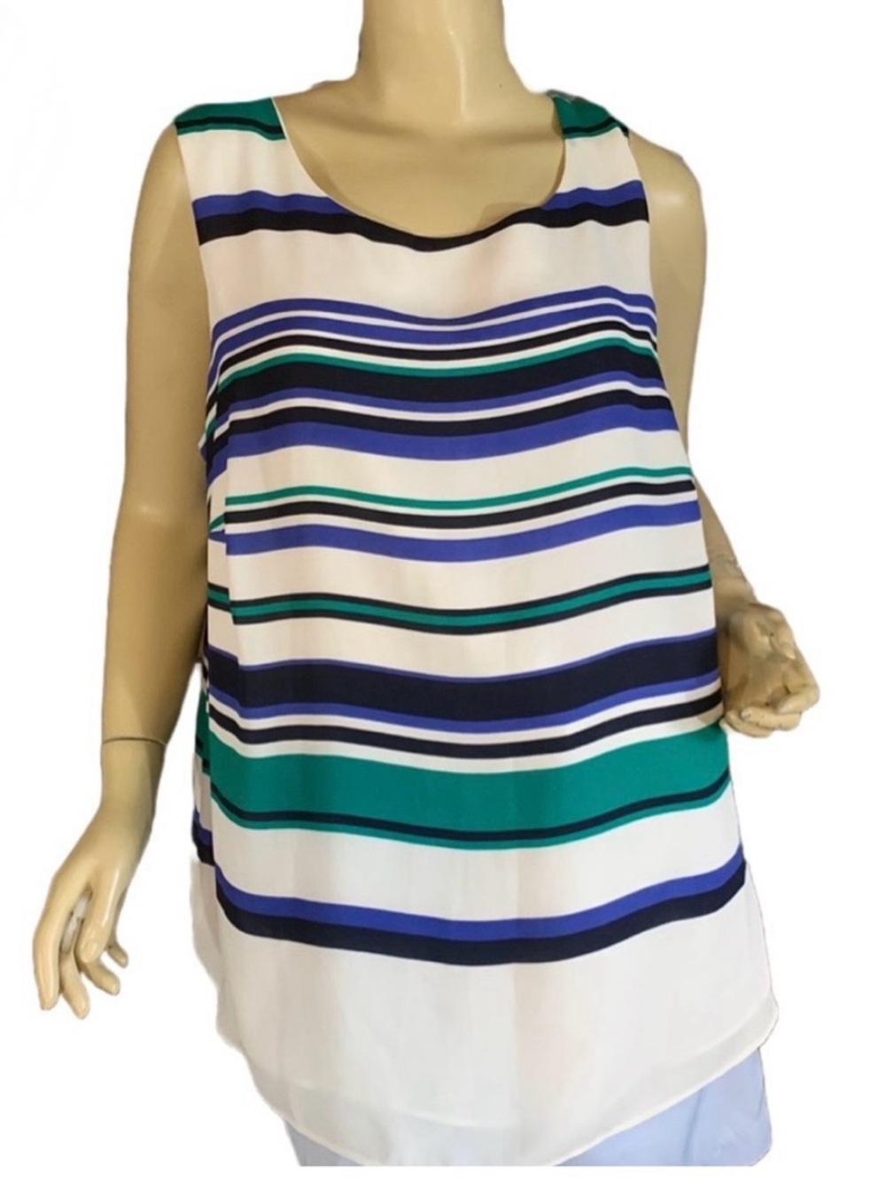 MERCER & MADISON BLUE AND WHITE STRIPED TUNIC BLOUSE (2X)